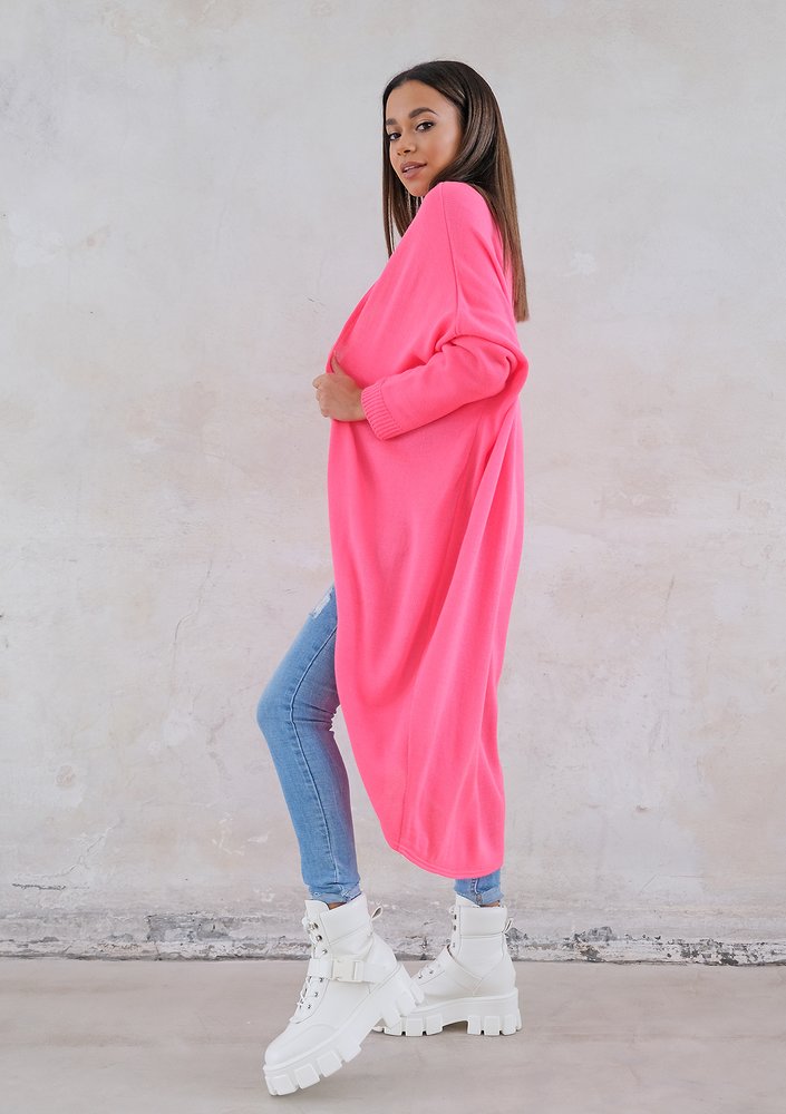 Long lightweight cardigan in neon fuchsia