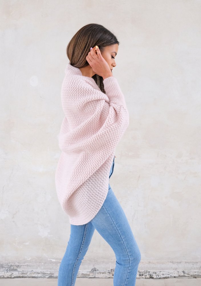 Vila - Sweter narzutka oversize Pudrowy Róż