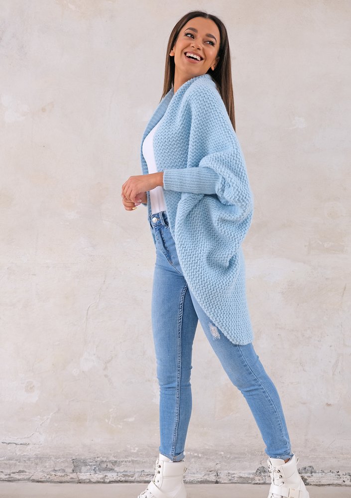 Vila - Sweter narzutka oversize Błękitny