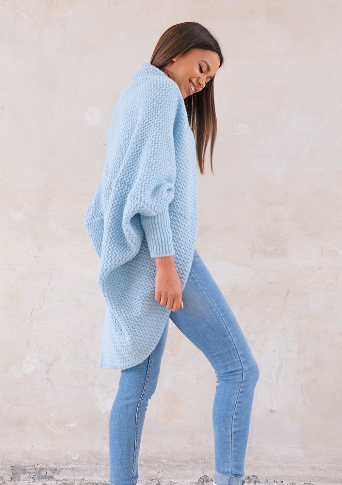 Classy cardigan OVERSIZE ILM A01 Light Blue