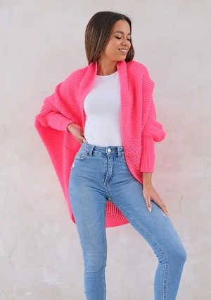 Sweter narzutka OVERSIZE ILM A01 Neonowa Fuksja