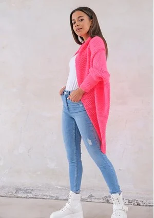 Sweter narzutka OVERSIZE ILM A01 Neonowa Fuksja