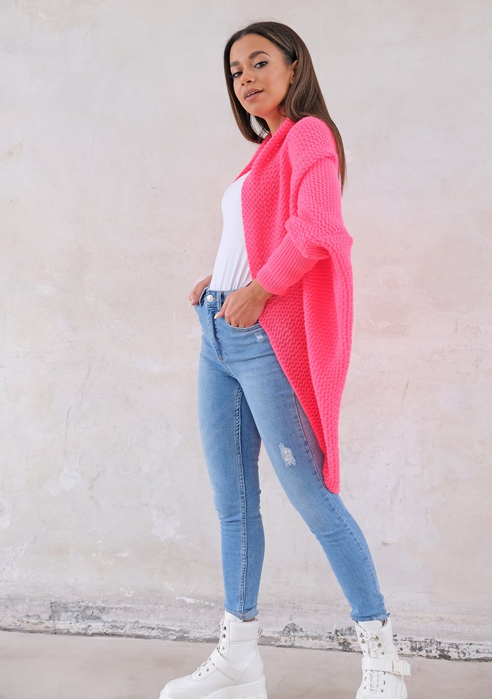 Classy cardigan OVERSIZE ILM A01 Neon Fuchsia