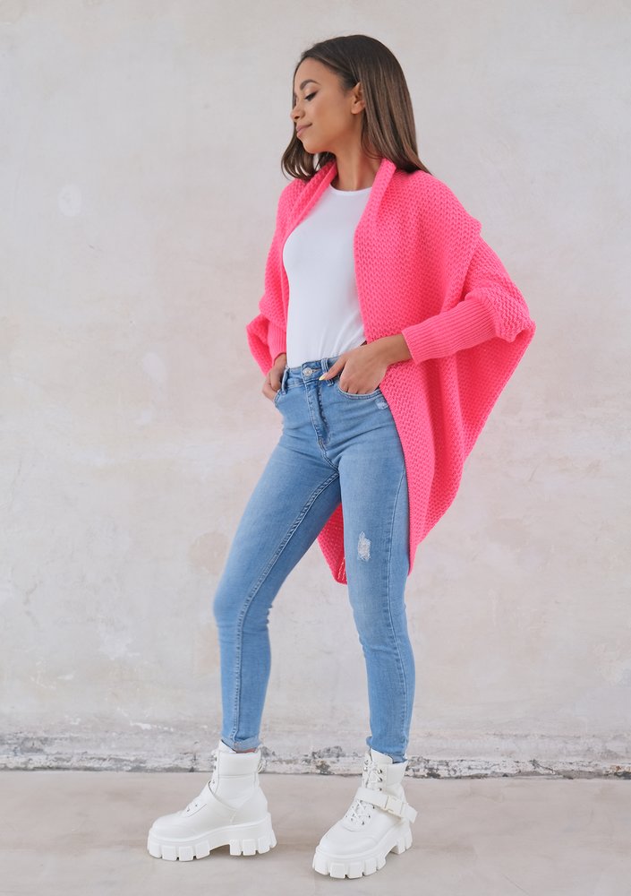 Sweter narzutka OVERSIZE ILM A01 Neonowa Fuksja