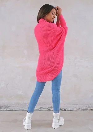 Sweter narzutka OVERSIZE ILM A01 Neonowa Fuksja