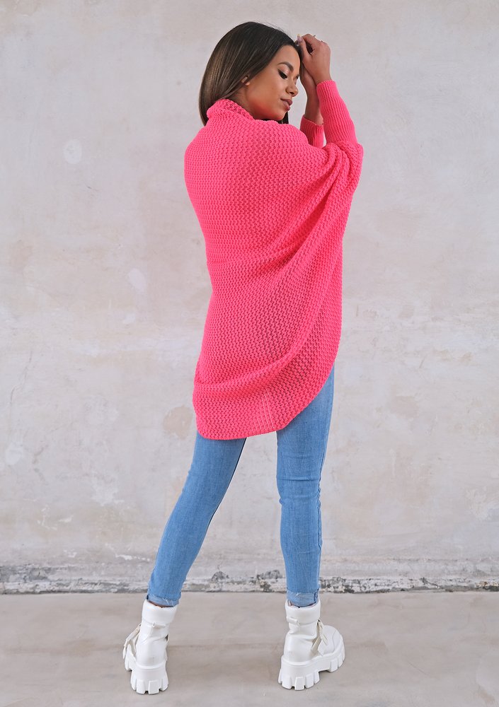 Classy cardigan OVERSIZE ILM A01 Neon Fuchsia