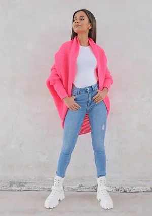 Sweter narzutka OVERSIZE ILM A01 Neonowa Fuksja