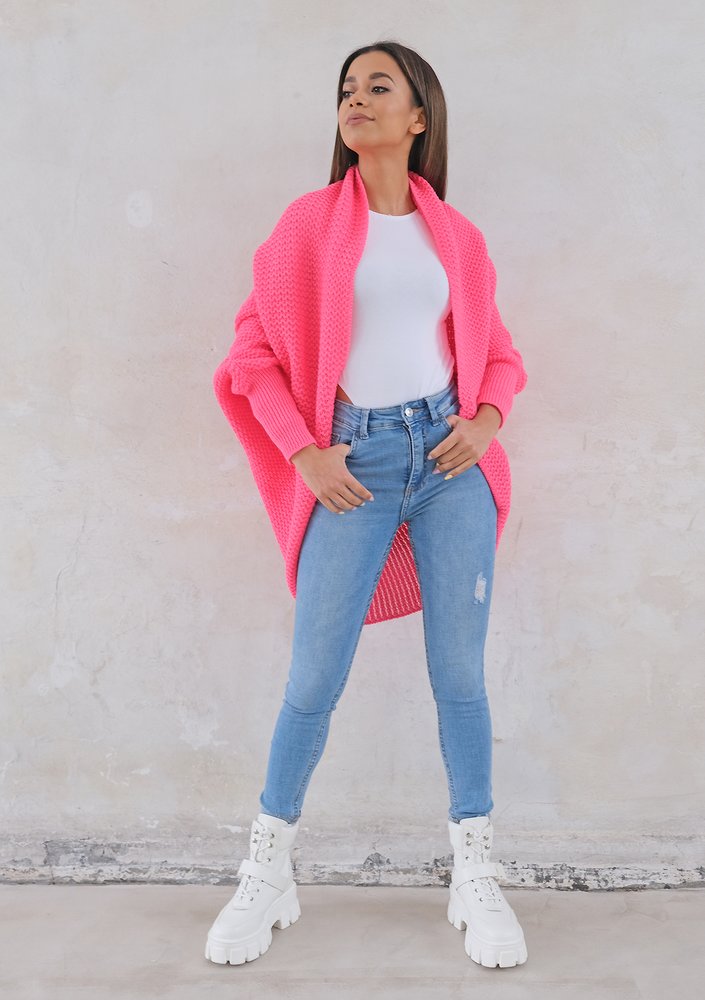 Sweter narzutka OVERSIZE ILM A01 Neonowa Fuksja