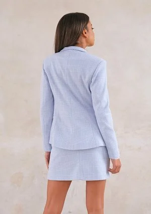 Light checker mini skirt Blue