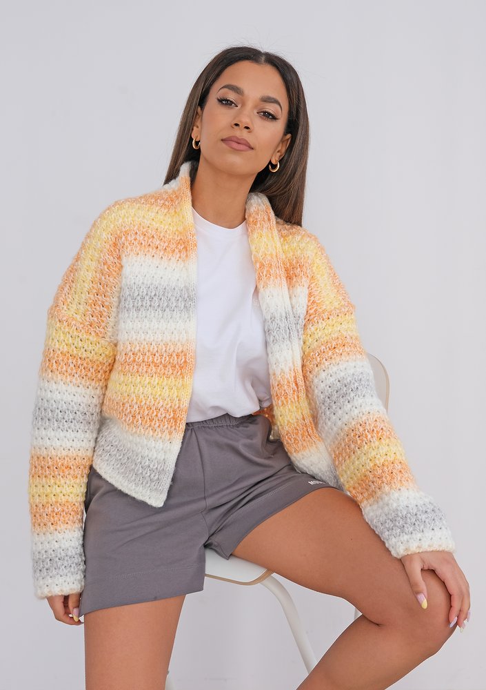Short orange cardigan