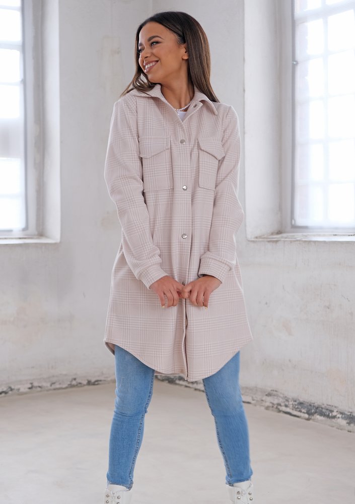 Long shirt style coat Beige