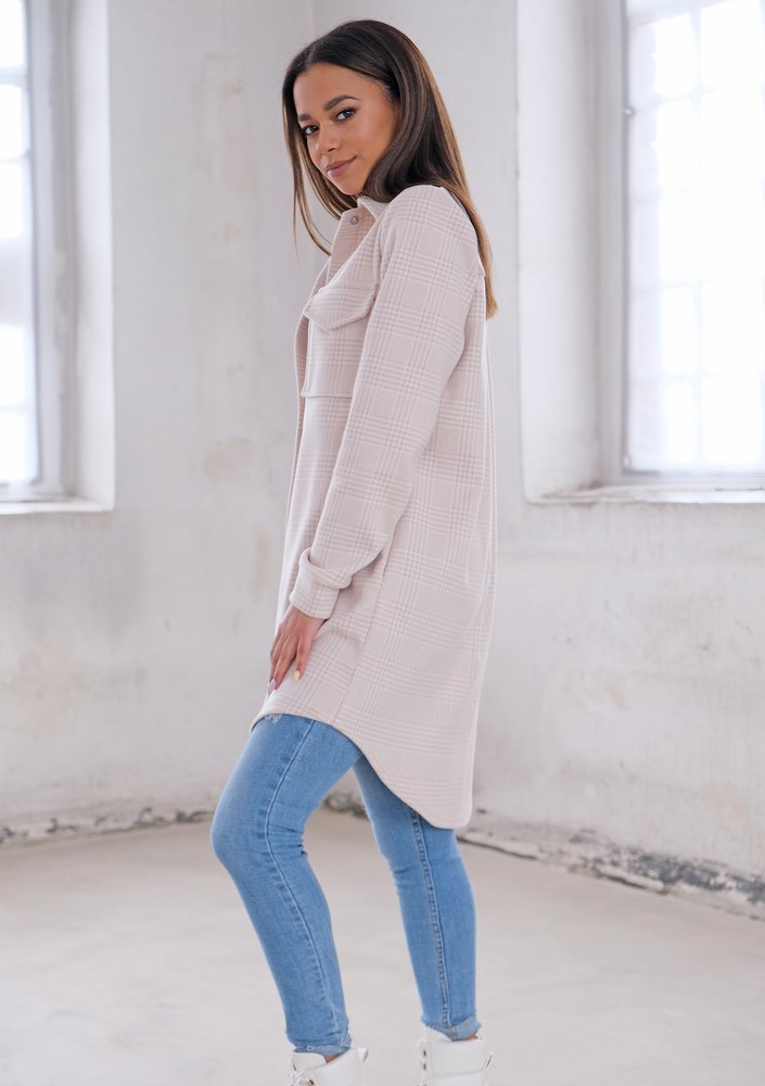 Long shirt style coat Beige
