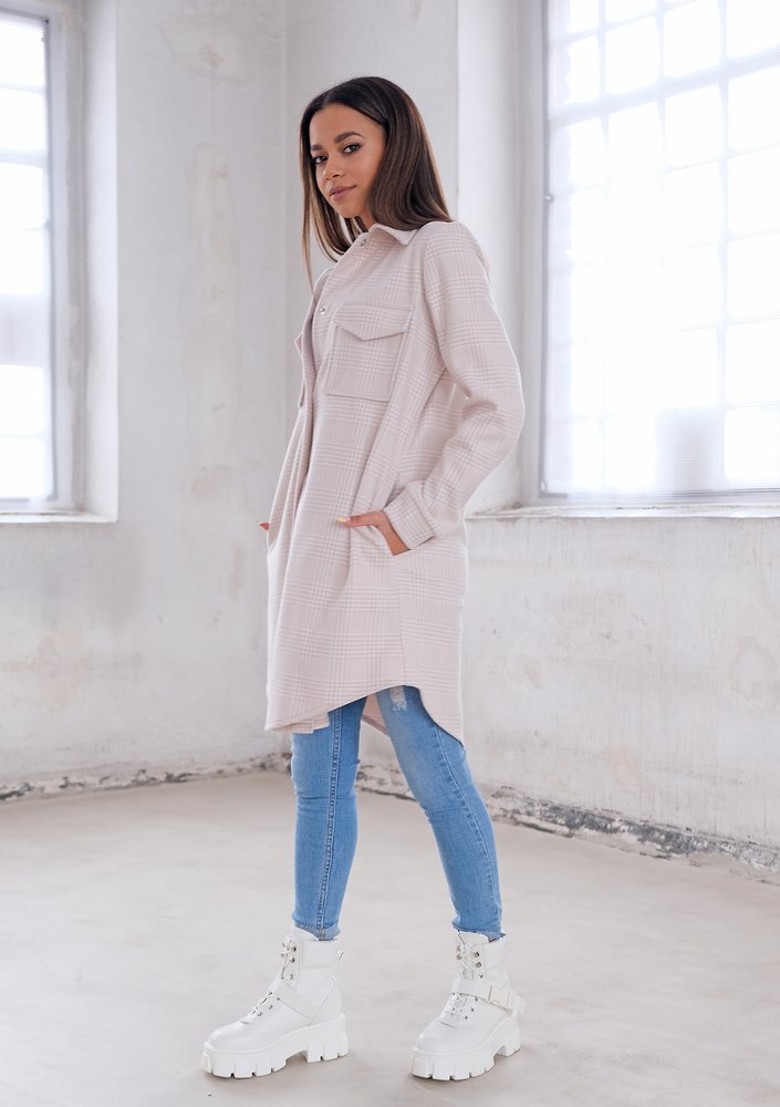 Long shirt style coat Beige