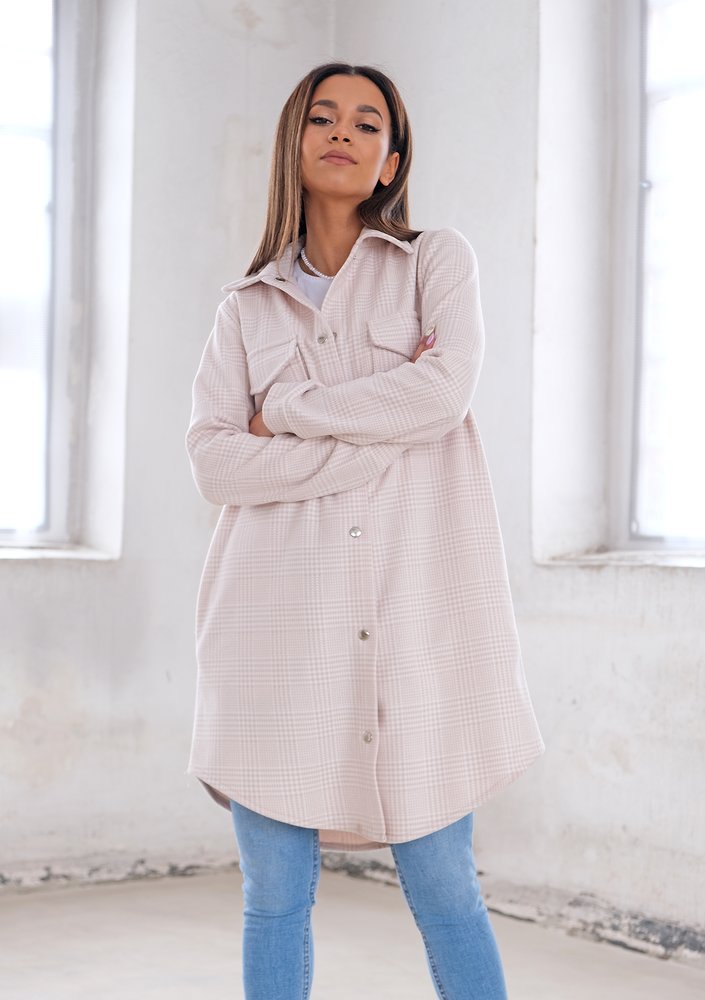 Long shirt style coat Beige