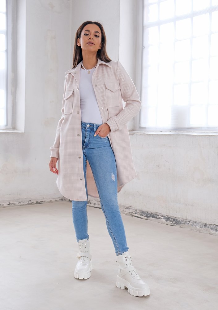 Long shirt style coat Beige