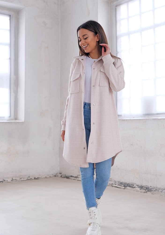 Long shirt style coat Beige