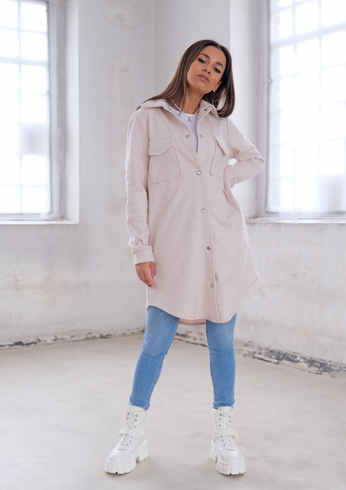 Long shirt style coat Beige