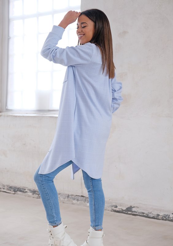Long shirt style coat Light Blue