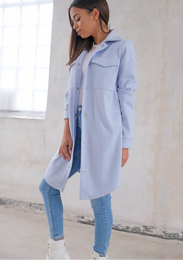Long shirt style coat Light Blue