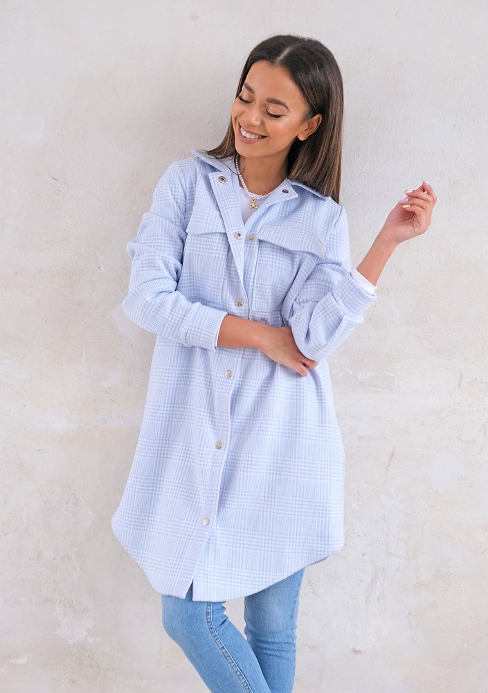 Long shirt style coat Light Blue