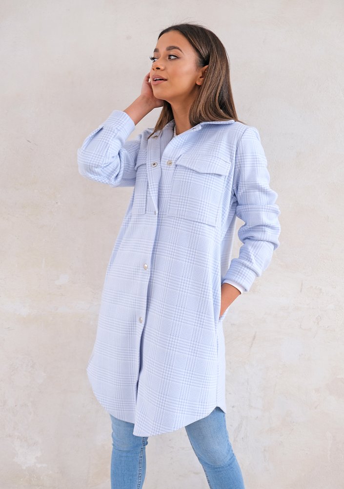 Long shirt style coat Light Blue