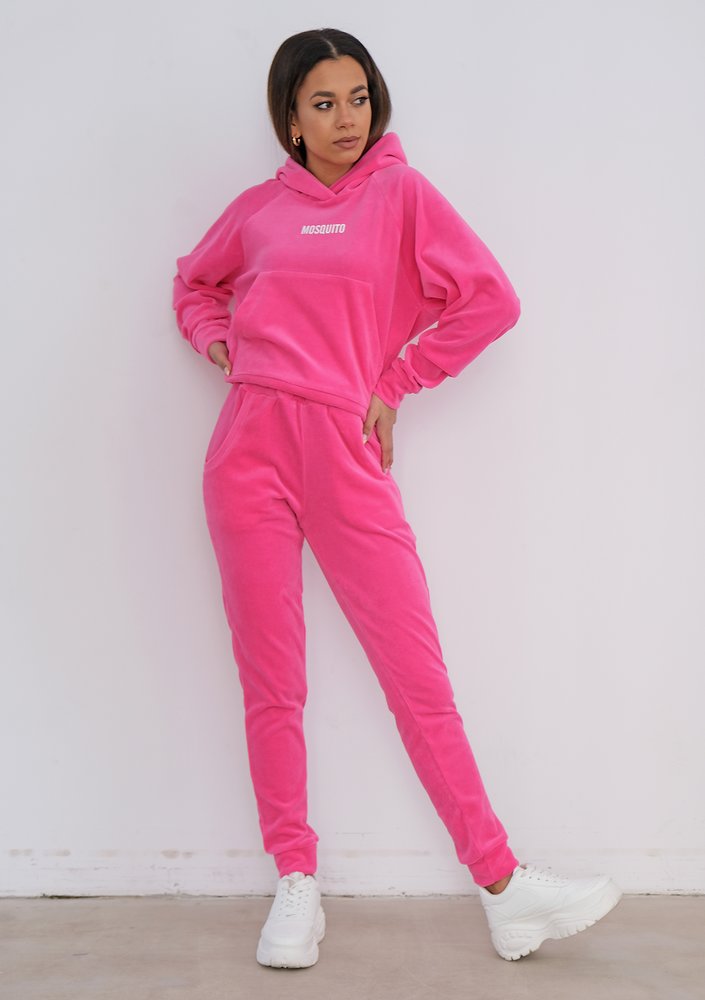 Fuxia Pink velvet hoodie