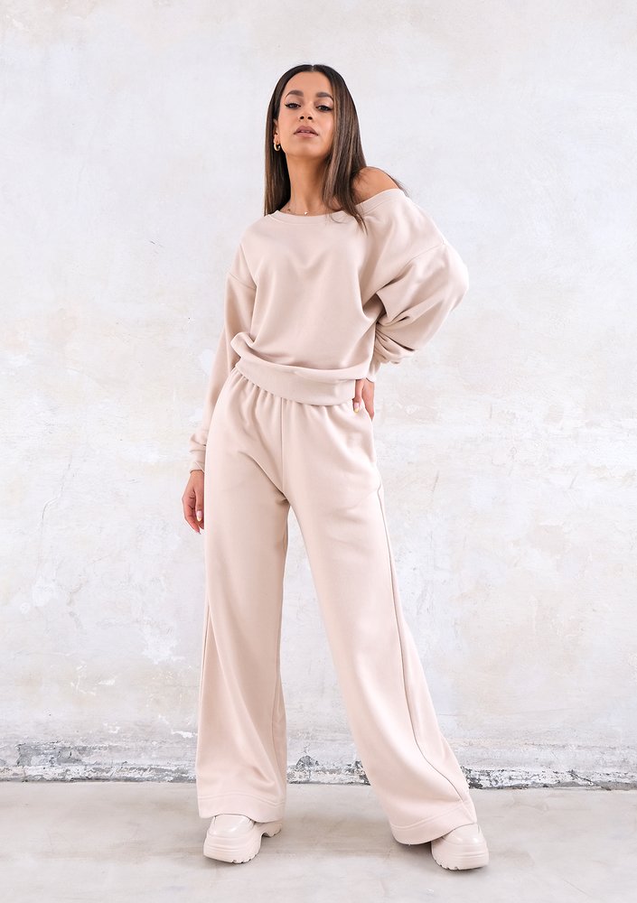 Bluza z dekoltem w łódkę Dune Beige