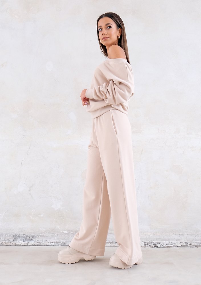 Boat neck sweatshirt Dune Beige