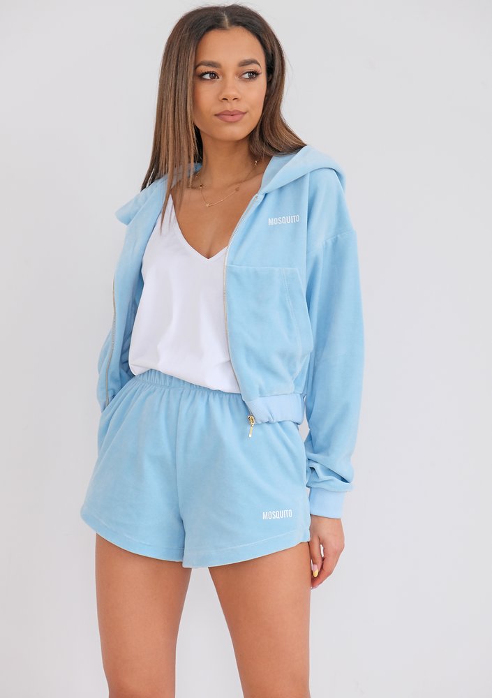 Light Blue Velvet Shorts