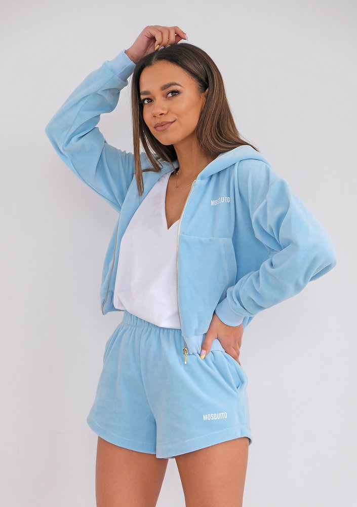 Light Blue Velvet Shorts