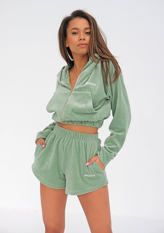 Rozpinana bluza welurowa Smoke Mint