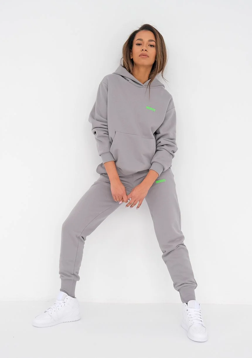 Grey Hoodie with a Lime Logo