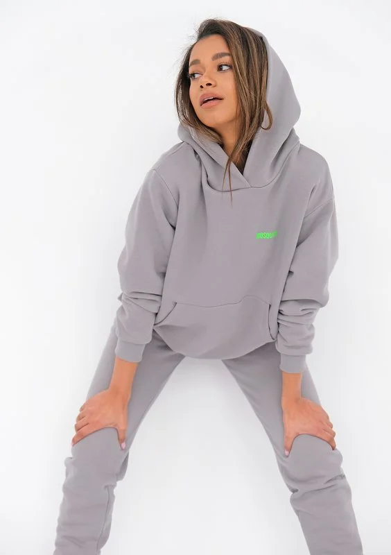 Trip - grey hoodie with a lime logo