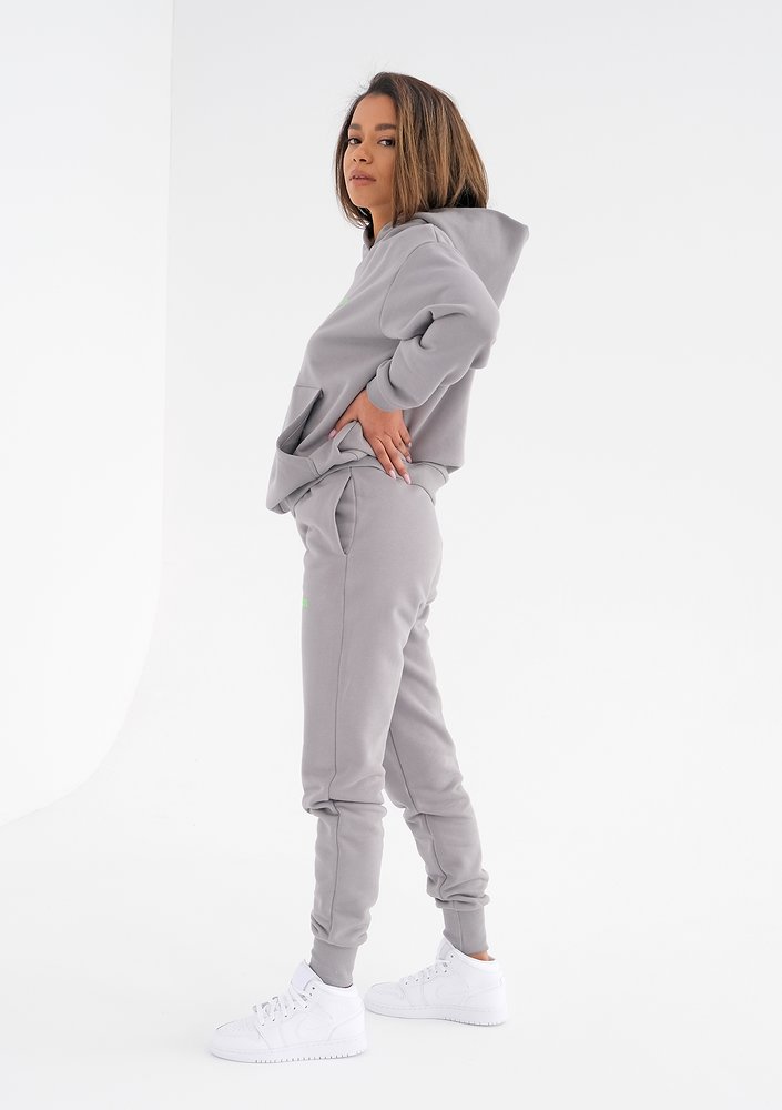 Grey Hoodie with a Lime Logo