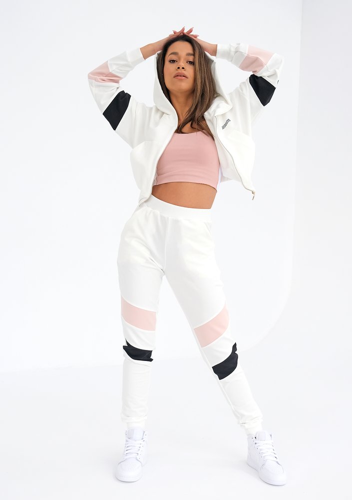 Sweatpants with pink and black stripes