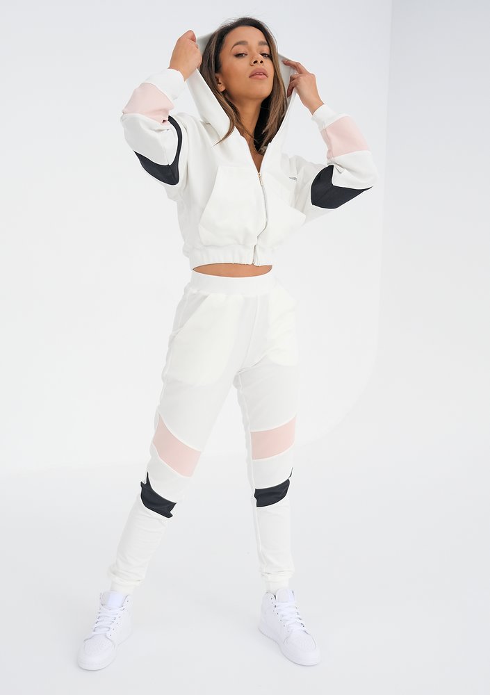 Sweatpants with pink and black stripes