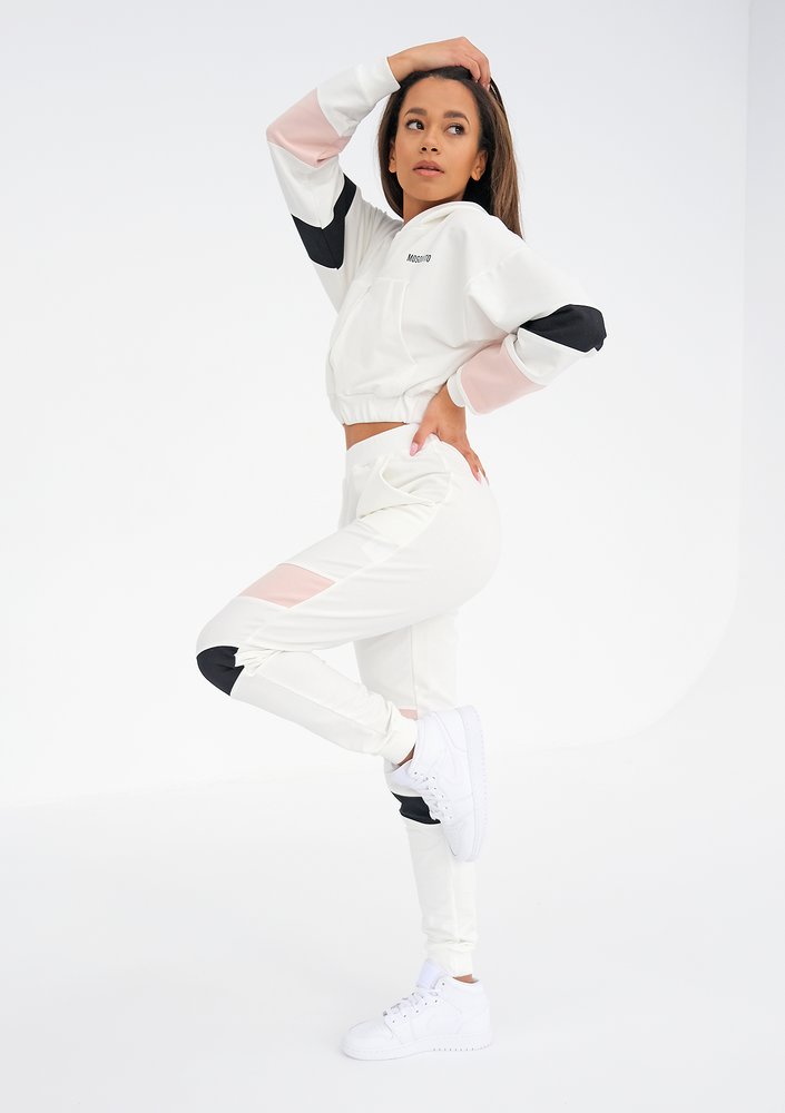 Sweatpants with pink and black stripes