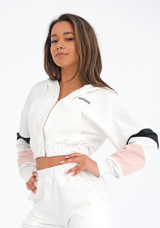 Short Sweatshirt with pink and black stripes