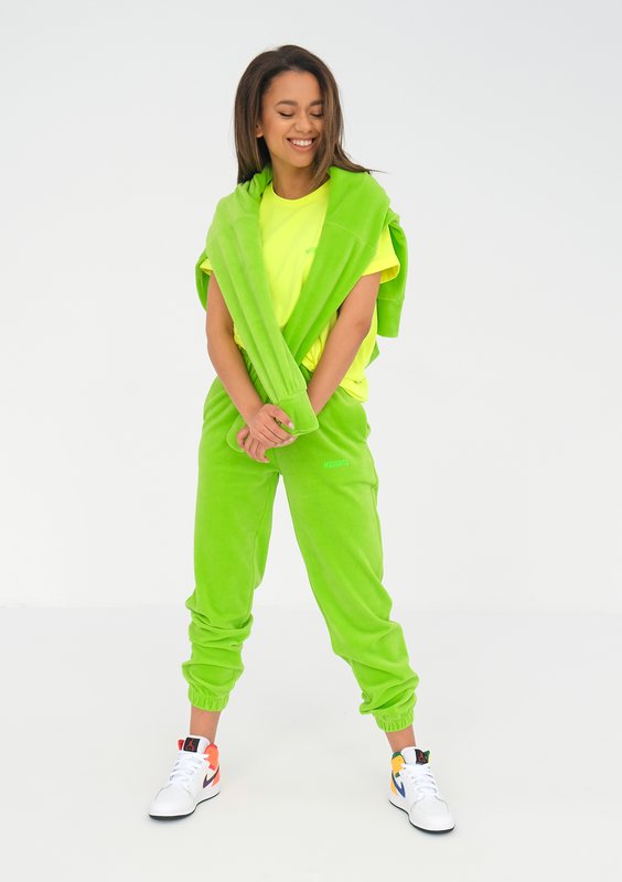 Velvet sweatpants Neon Lime