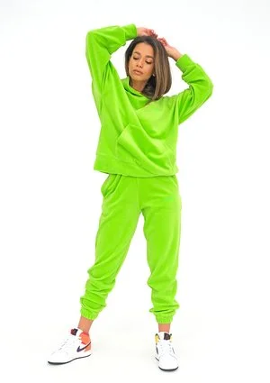 Welurowa bluza z kapturem Neon Lime ILM