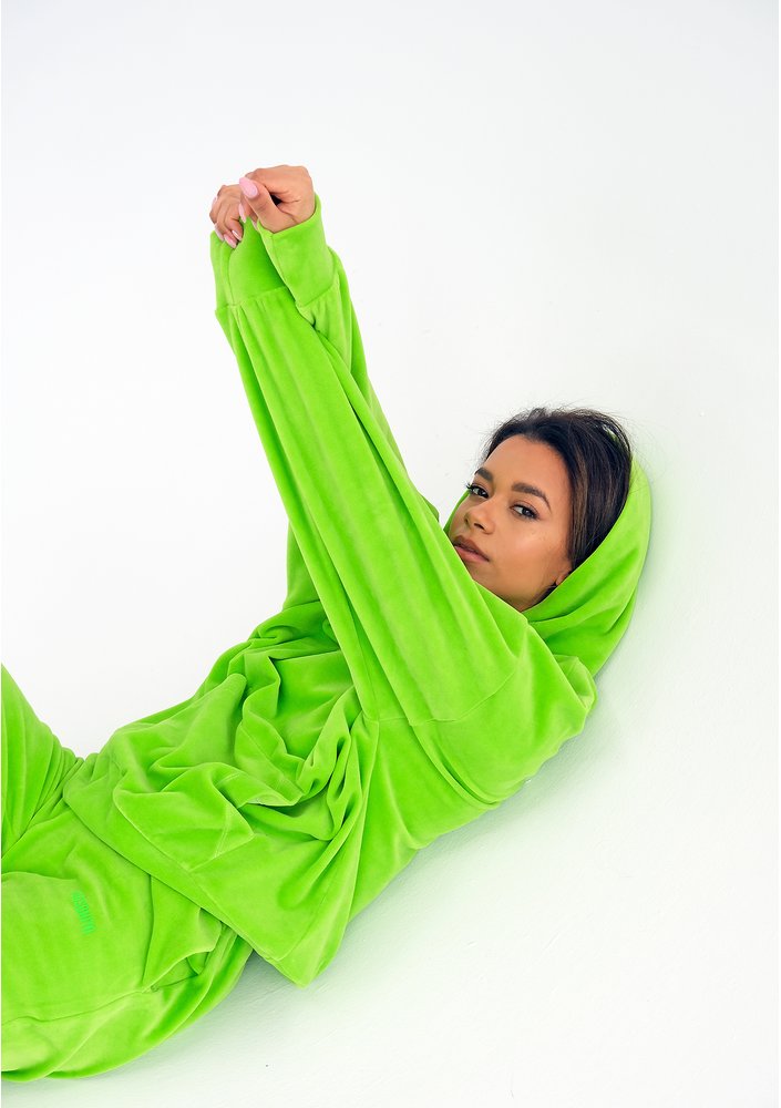 Welurowa bluza z kapturem Neon Lime ILM
