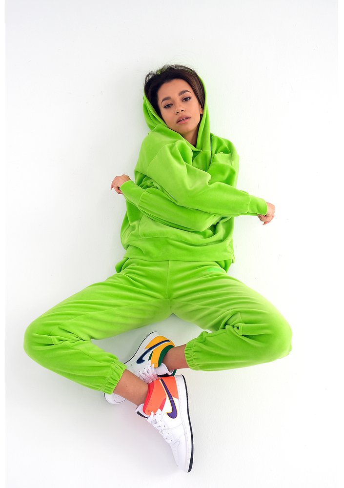 Velvet hoodie Neon Lime
