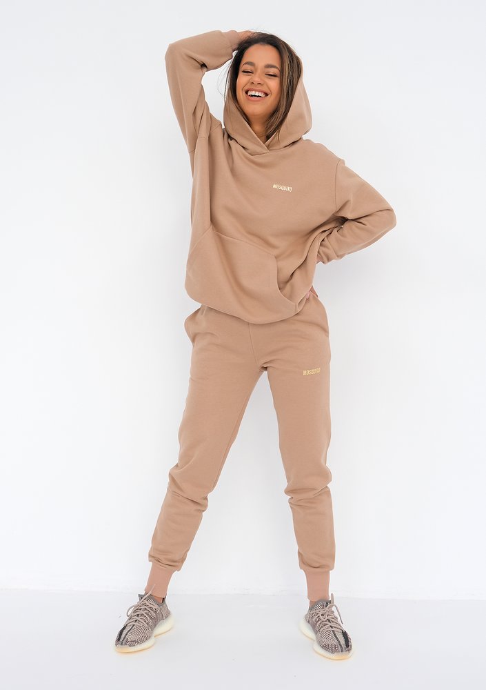 Sweatpants gold logo latte