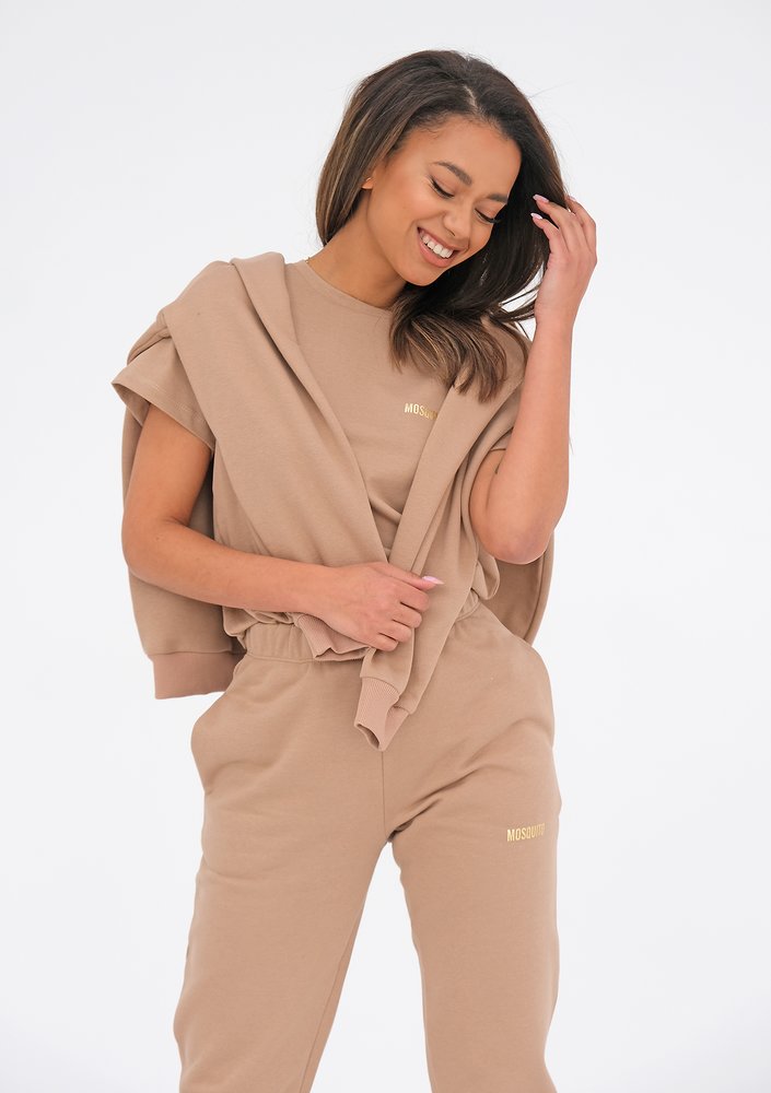 Sweatpants gold logo latte