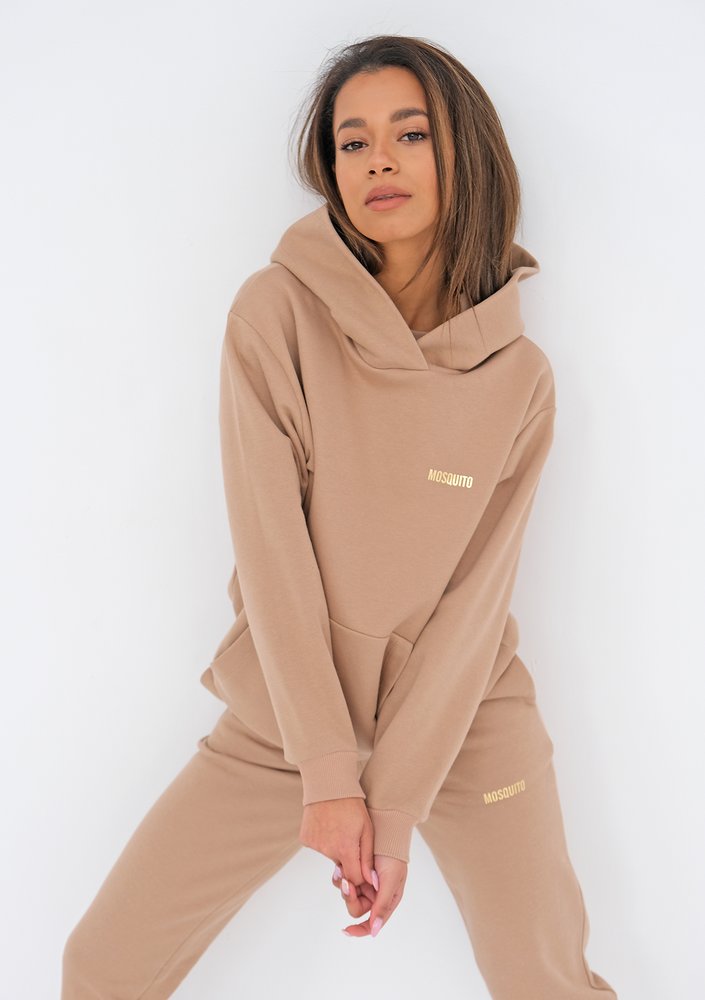 Luźna bluza z kapturem gold logo Latte