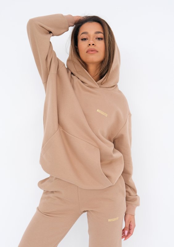 Loose Hoodie gold logo Latte