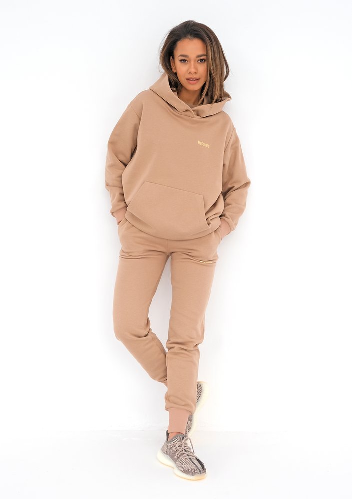 Loose Hoodie gold logo Latte