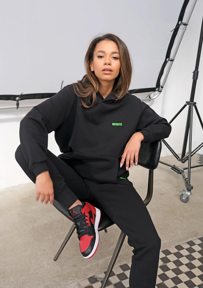 Black Hoodie with a lime logo