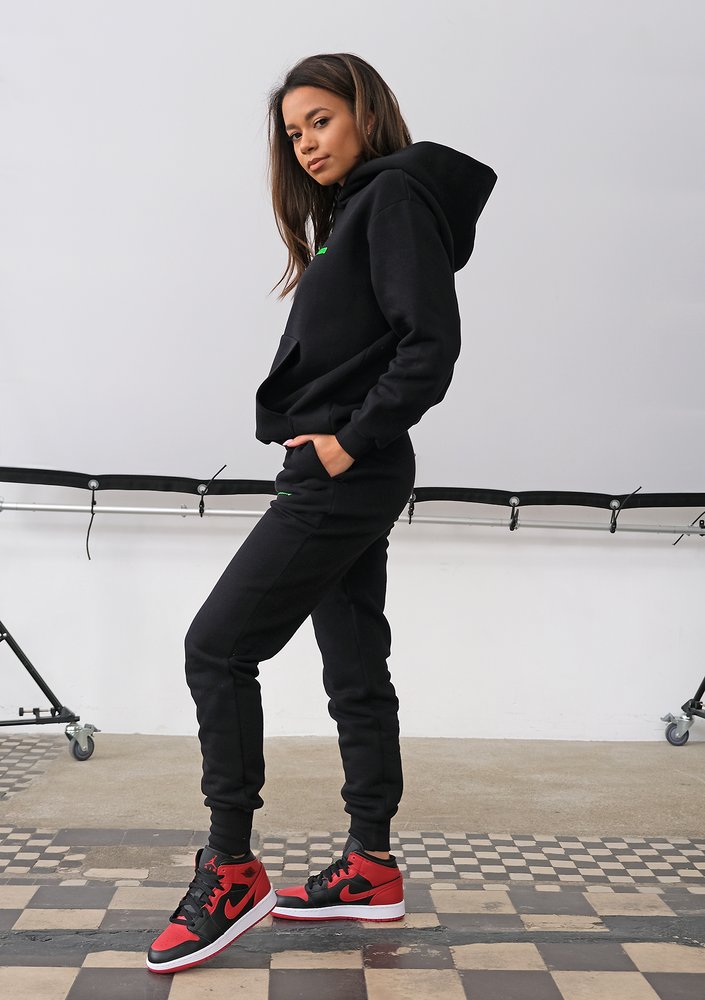 Black Hoodie with a lime logo