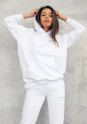 White Hoodie with a lime logo